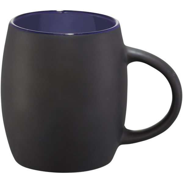 Hearth 400 ml ceramic mug with wooden coaster - Solid black/Blue