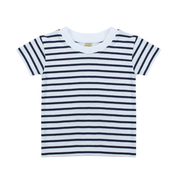 Baby/Toddler Striped Crew Neck T-Shirt, White/Oxford Navy, 0-6, Larkwood