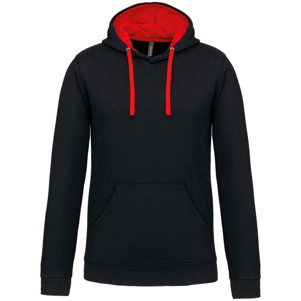 Hooded sweater met gecontrasteerde capuchon Black / Red XL