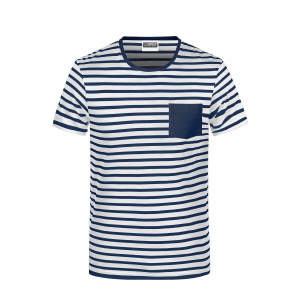 Men's T-Shirt Striped - white/navy - S