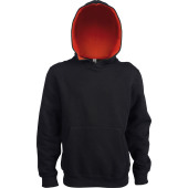 Kinder hooded sweater met gecontrasteerde capuchon Black / Red 10/12 ans