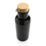 GRS recycled PET fles met bamboe deksel en handvat, zwart