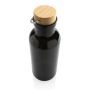 GRS RPET bottle with bamboo lid and handle, black