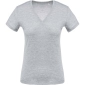 Ladies' short-sleeved V-neck T-shirt Oxford Grey XL