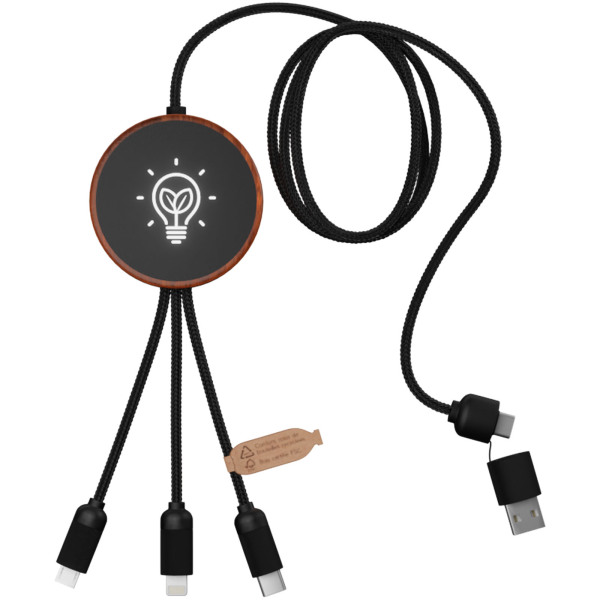 Cablu de încărcare 5-în-1 cu logo-ul iluminat din rPET - SCX.design