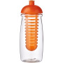H2O Active® Pulse 600 ml bidon en infuser met koepeldeksel - Transparant/Oranje