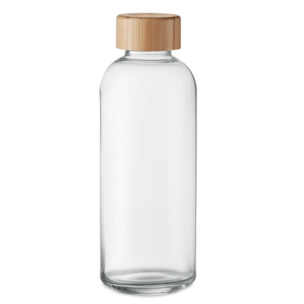 Glass water bottle 650ml, bamboo lid FRISIAN