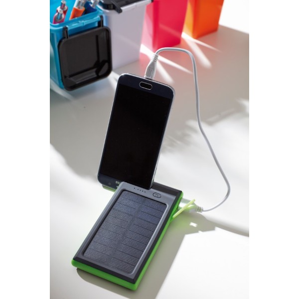 Solar powerbank en telefoonstandaard HELIOS - groen, zwart