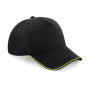 Authentic 5 Panel Cap - Piped Peak - Black/Lime Green - One Size