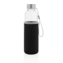 Glazen fles met neopreen hoes, zwart