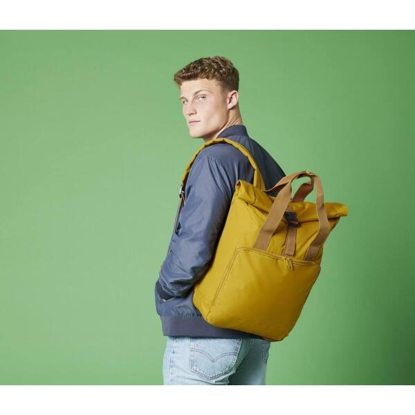 RECYCLED TWIN HANDLE ROLL-TOP LAPTOP BACKPACK