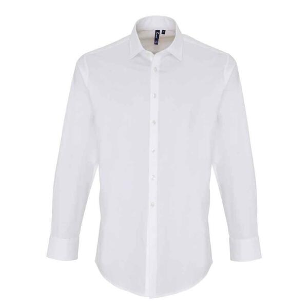 Long Sleeve Stretch Fit Poplin Shirt, White, 3XL, Premier