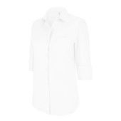 Overhemd in onderhoudsvriendelijk polykatoen-popeline 3/4-mouwen dames White S