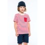 Gestreept T-shirt met zak en korte mouwen kids White / Navy Stripes 4/6 jaar