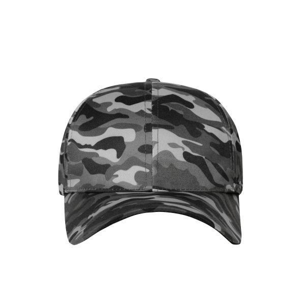 MB6227 6 Panel Camouflage Cap - grey/black - one size