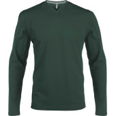 Men's long-sleeved V-neck T-shirt Forest Green S