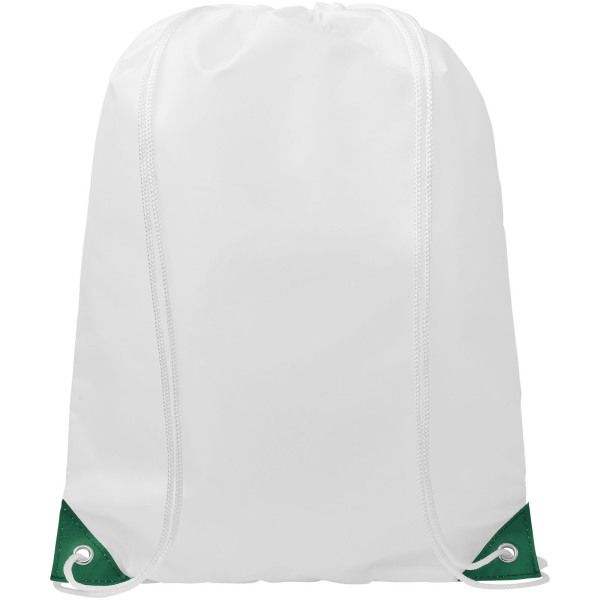Oriole drawstring backpack with coloured corners 5L - White/Green