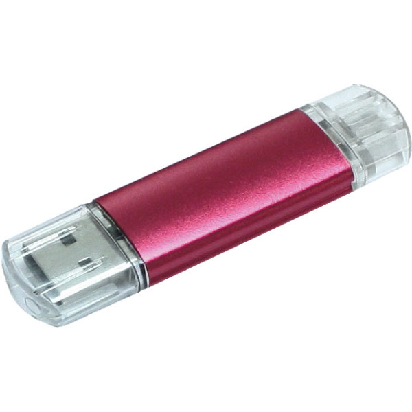 Aluminium On-the-Go (OTG) USB-stick - Rood - 1GB