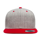 Classic Snapback 2-Tone Cap - Heather/Red - One Size