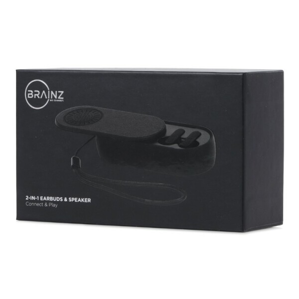 BRAINZ 2-in-1 Earbuds & Speaker Zwart