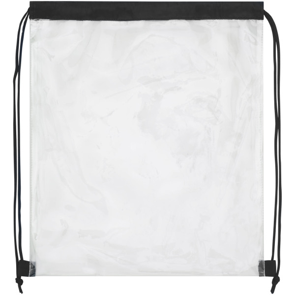 Lancaster transparent drawstring backpack 5L - Solid black/Transparent clear