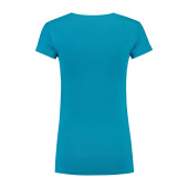 L&S T-shirt V-neck cot/elast SS for her turquoise XXL