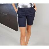 LADIES STRETCH CHINO SHORTS, NAVY, L, FRONT ROW