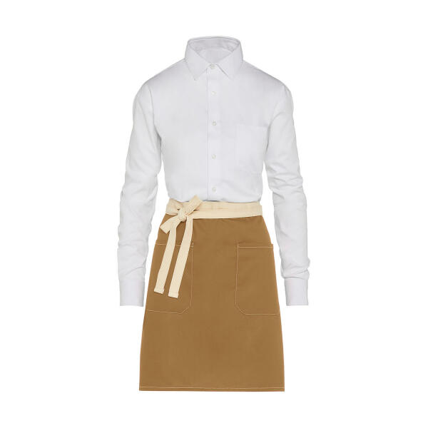 SANTORINI - Contrasted Bistro Apron with Pocket - Caramel - One Size