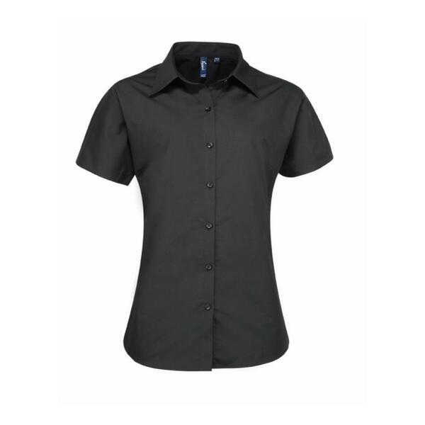 Ladies Supreme Short Sleeve Poplin Shirt, Black, 10, Premier