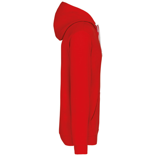 Hooded sweater met gecontrasteerde capuchon Red / White L
