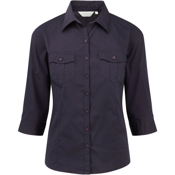 Ladies' Roll Sleeve Shirt - 3/4 Sleeve French Navy XXL
