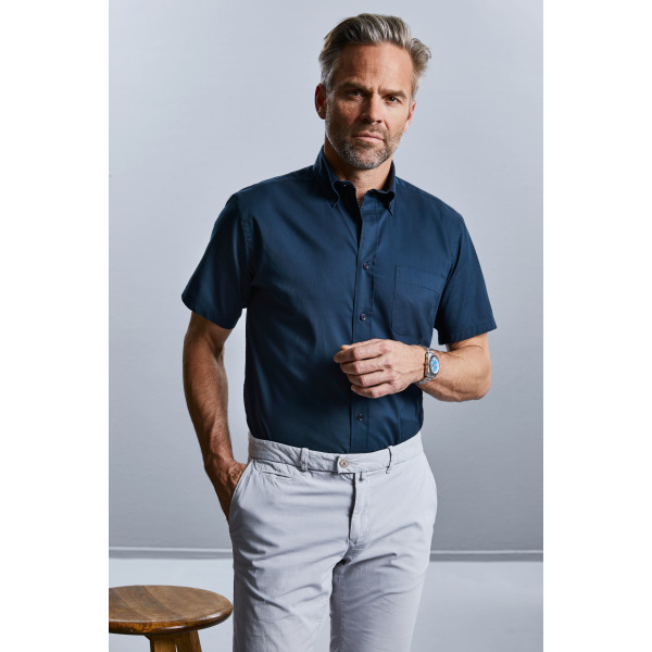 Men's Short Sleeve Classic Twill Shirt Black S