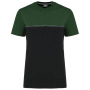 Ecologisch tweekleurig uniseks T-shirt met korte mouwen Black / Forest Green XL