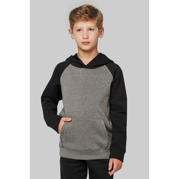 Kinder multisport-joggingbroek tweekleurige sweater met capuchon Grey Heather / Black 6/8 jaar
