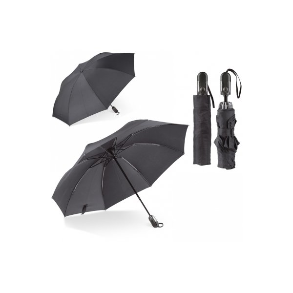Deluxe 23” omkeerbare auto open/sluiten paraplu - Zwart