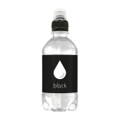 Bronwater 330 ml. met sportdop - zwart - Prijs is inclusief full color opdruk op etiket