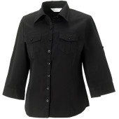 Ladies' Roll Sleeve Shirt - 3/4 Sleeve Black XS