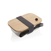 Glazen lunchbox met bamboe deksel, transparant