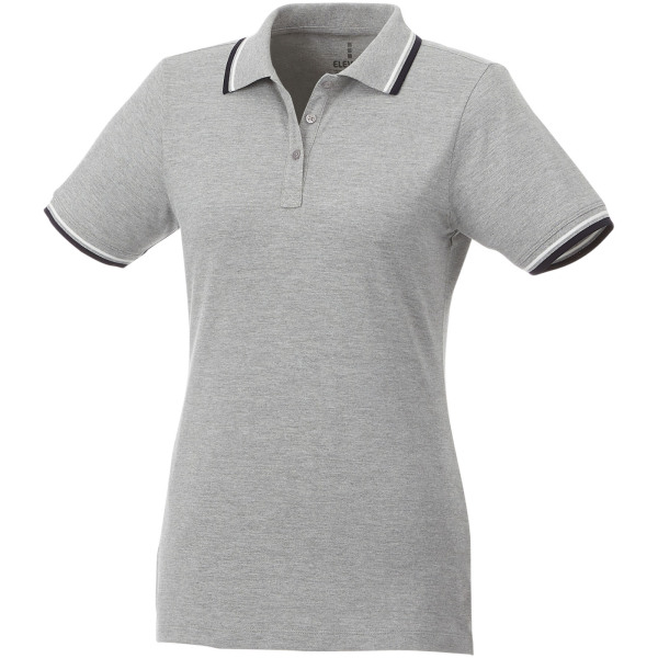 Fairfield short sleeve women's polo with tipping - Grey melange/Navy/White - L