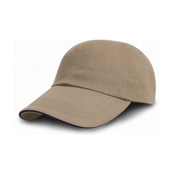 Brushed Cotton Drill Cap - Putty/Navy