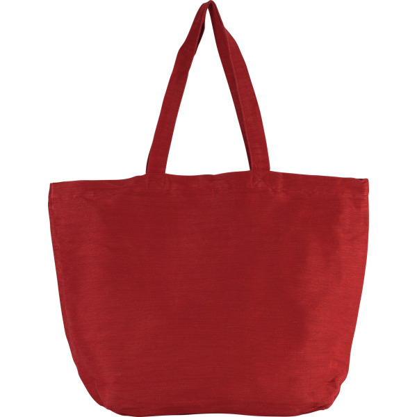 Grote tas van jute/katoen met binnenvoering Washed Crimson Red One Size