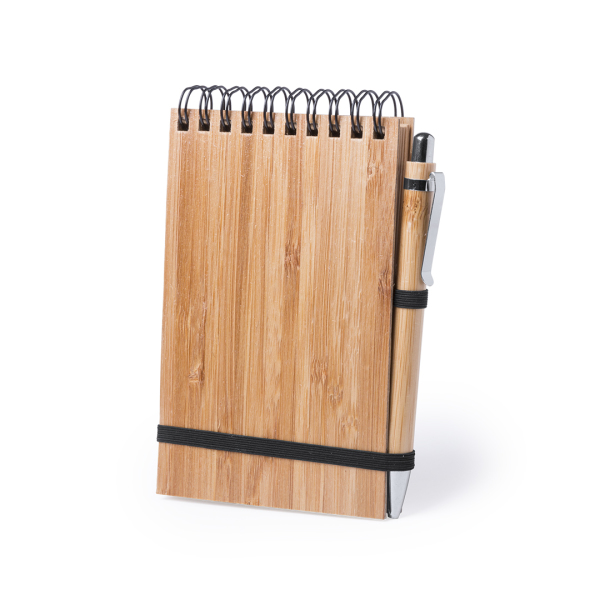 Notitieboek van bamboe met opdruk