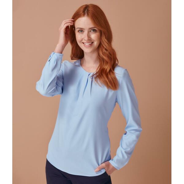 LADIES' PLEAT FRONT LONG SLEEVED BLOUSE