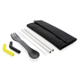 Tierra 2pcs straw and cutlery set in pouch, black