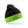 Recycled Black Compass Beanie - Black/Lime - One Size
