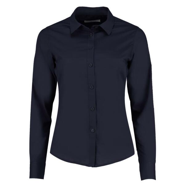 Ladies Long Sleeve Tailored Poplin Shirt, Dark Navy, 22, Kustom Kit