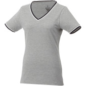 Elbert piqué dames t-shirt met korte mouwen - Grijs gemeleerd/Navy/Wit - XS