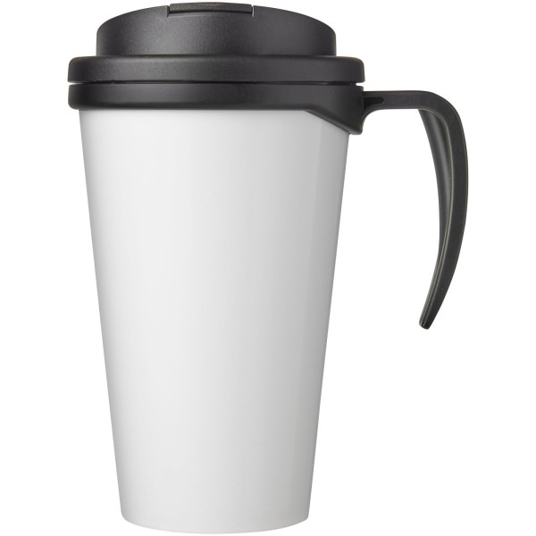 Brite-Americano® Grande 350 ml mug with spill-proof lid - Shiny black/Solid black