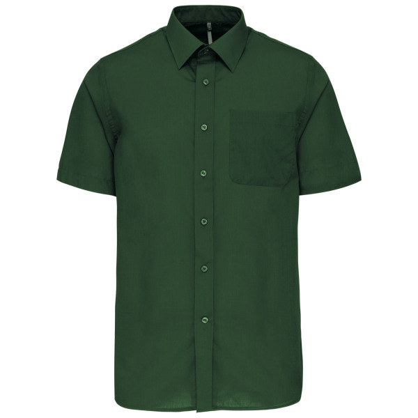Overhemd in onderhoudsvriendelijk polykatoen-popeline korte mouwen heren Forest Green XS