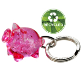Sleutelhanger blij varken biggetje gerecycled transparant licht roze